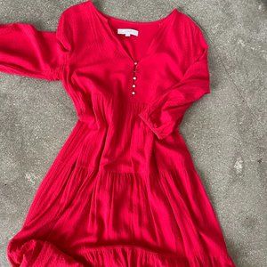 Red Midi Peasant dress
